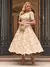 Vestido midi laise off-white com botões pérola Bella Fiore - comprar online