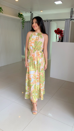 vestido longo estampado