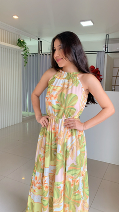 vestido longo estampado - loja online