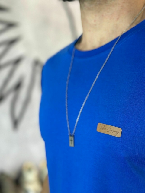 Camiseta Tribos Ex. Couro Recorte Reto Azul Bic