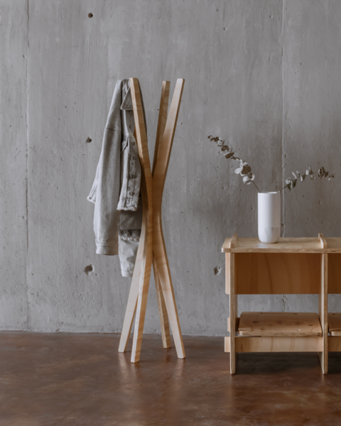 Individual wooden armchair, minimalist and modern design Individual wooden armchair, minimalist and modern design