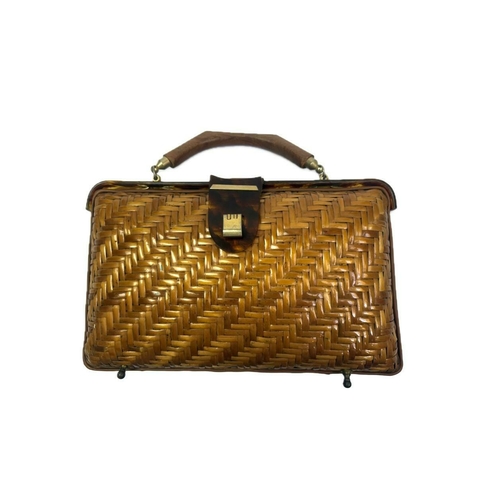 Bolsa vintage tresse com fecho baquelite tartaruga anos 70