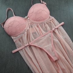 Imagem do Camisola Transparente Sensual Com Bojo e Calcinha