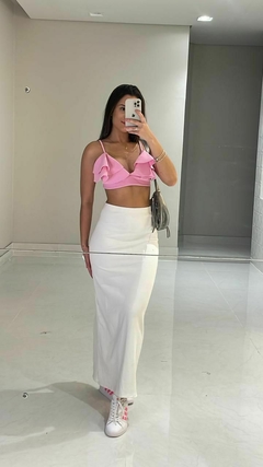 Cropped Rosa Com Babado