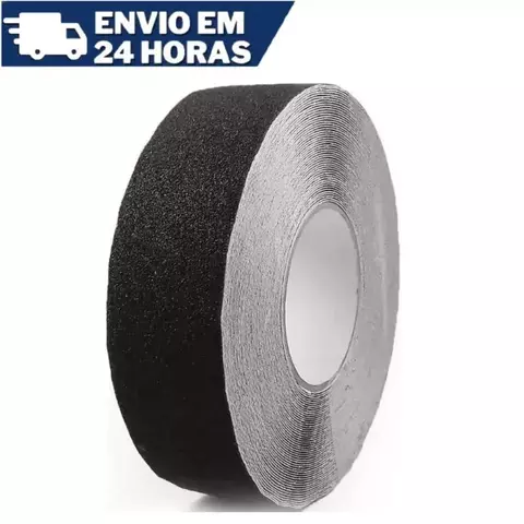 Fita Lixa Antiderrapante Adesivo Piso Externo Escada Rampa Preta Amarela 5mts/50mm