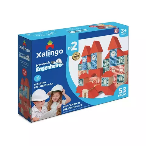 Brincando de Engenheiro N° 2 Xalingo- Blocos de Montar 53 peças