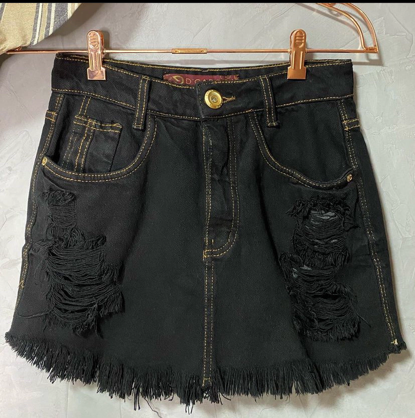 Saia Jeans Preta