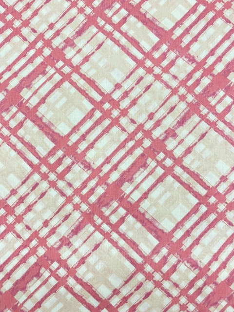 TECIDO TRICOLINE ESTAMPADO XADREZ ROSA 100% ALGODÃO 50cmX1,50m