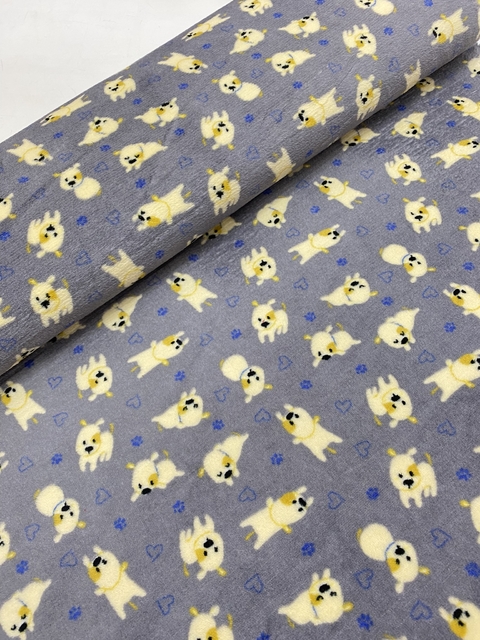 TECIDO FLEECE ULTRASOFT ESTAMPADO CACHORRO - 1M X 1,60M