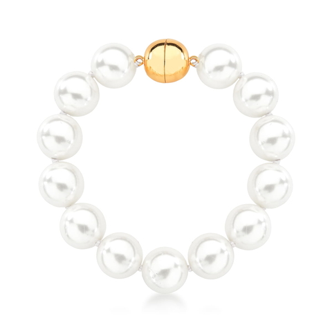 Pulseira com Pérolas Shell e Fecho Magnético Banhada a Ouro