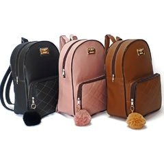 Bolsa Mochila feminina de Couro Sintetico. MODA PREMIUM Bolsas femininas de moda sem pompom
