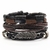 3 Pçs/set Pulseiras De Couro Homens Pulseiras Para Mulheres Contas de Madeira P