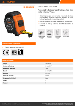 Cinta métrica 5MTS TRUPER - comprar online