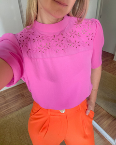 Blusa Bordado Richelieu Rosa - comprar online