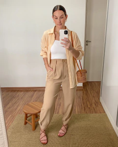 Calça New Cenoura Bege