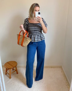 Blusa Linho Vichy P&B