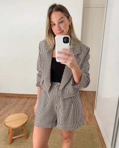 Blazer Xadrez Vichy Branco