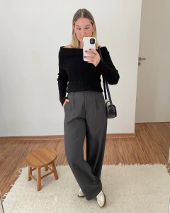 Calça Wide Leg Cinza - BUCCHI STORE