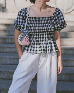 Blusa Linho Vichy P&B