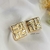 Brinco quadrado com detalhes, folheado, feminino dourado b15