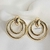 Brinco com dois arco folheado, dourado b25 na internet