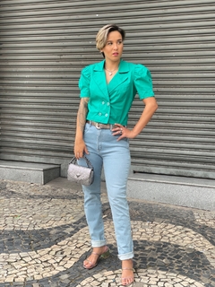 CROPPED ALFAIATARIA COM MANGA PRINCESA