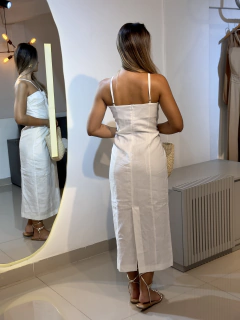 VESTIDO EM LINHO BRANCO - loja online