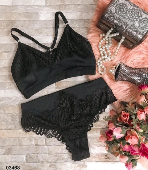 Lingerie Nadador Acetinada Preto