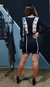 Vestido preto manga longa detalhe nas costas branco - comprar online