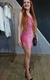 Vestido Rosa Lurex corrente no pescoço