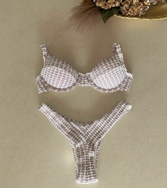 Biquíni aro meia taça bicolor texturizado rosa - comprar online