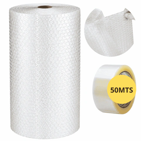 KIT PLASTICO BOLHA 65X50MT + FITA ADESIVA 6UN 45X50MT FRAGIL