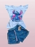 Conjunto jeans infantil stitch luxo. - loja online