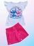 conjuntos infantil stitch nuvem,com short saia em bengaline pink. na internet