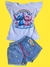 CONJUNTO JEANS INFANTIL STITCH NUVEM.