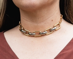 Choker elos quadrados banho duplo