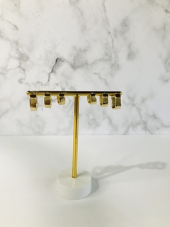 Trio de brincos argolas lisas quadradas, em 3 tamanhos, banhado no ouro 18k - comprar online