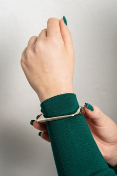 Bracelete quadrado grosso na cor ródio - comprar online