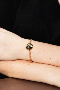Pulseira elo português com esfera