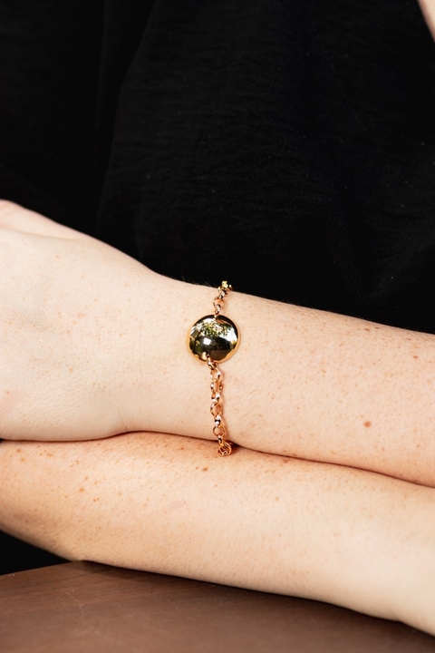 Pulseira elo português com esfera