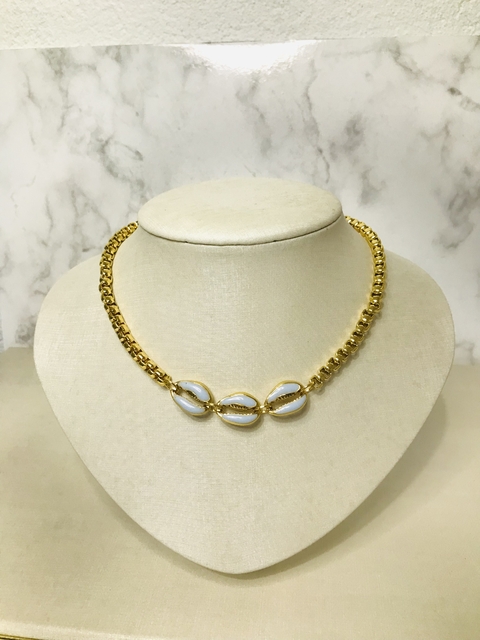 Choker buzios azuis