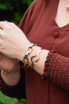 Pulseira elos quadrados banho duplo - comprar online