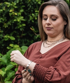 Bracelete elementos geométricos na cor ródio - comprar online