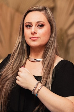 Choker, colar em aro grosso na cor Ródio - comprar online