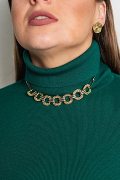 Choker banho duplo ródio e ouro fosco