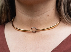 Choker aro com círculo em ródio, banho duplo