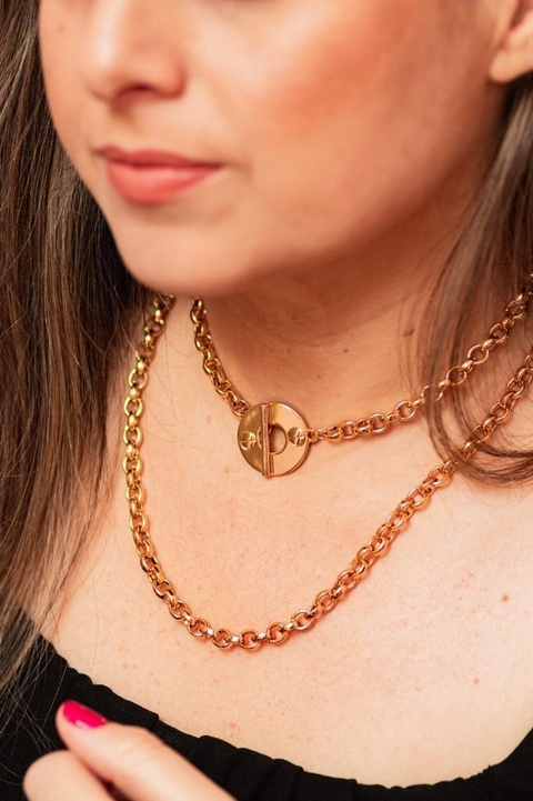 Choker elo português com fecho marcas de prego