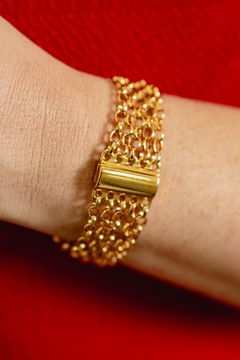 Pulseira tripla em elo português