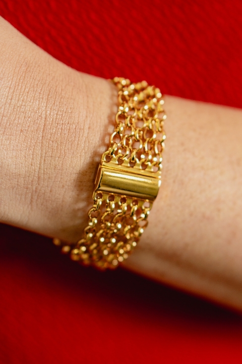 Pulseira tripla em elo português