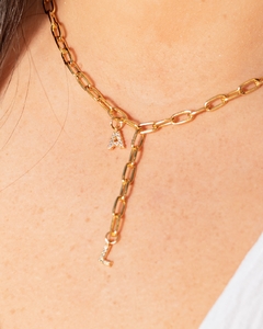 Colar gravatinha personalizado inicial dupla em zirconia